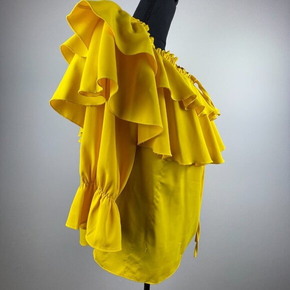Byinns Women's Off Shoulder Ruffle Yellow Top Size XL - Picture 5 of 11